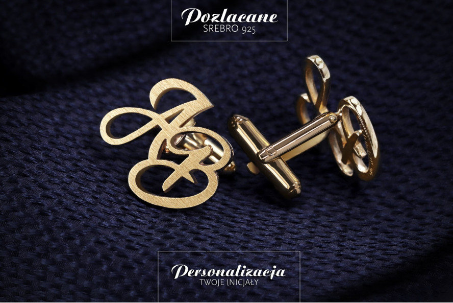 Gift card - double Initials Cufflinks gold-plated