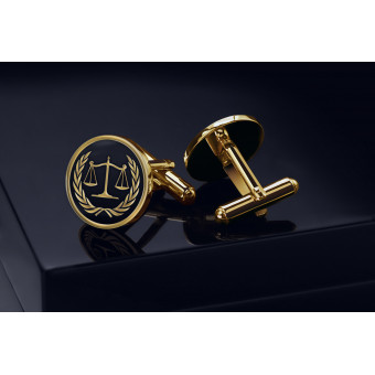 Scales od Justice Round Cufflinks Gold-Plated