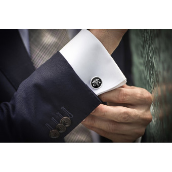 Caduceus cufflinks with enamel