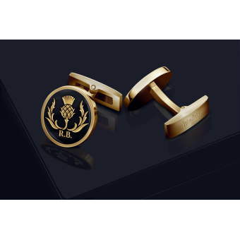 Schottisches Distelmotiv - vergoldete Manschettenknöpfe