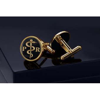 Personalized Gold-Plated Asclepius Cufflinks with Enamel