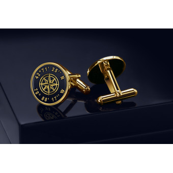 24ct gold-plated Coordinates cufflinks with black enamel