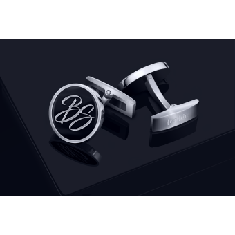 Monogram - round enameled cufflinks