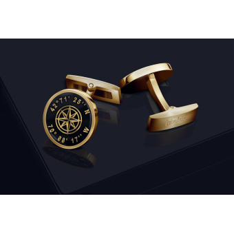 24ct gold-plated Coordinates cufflinks with black enamel