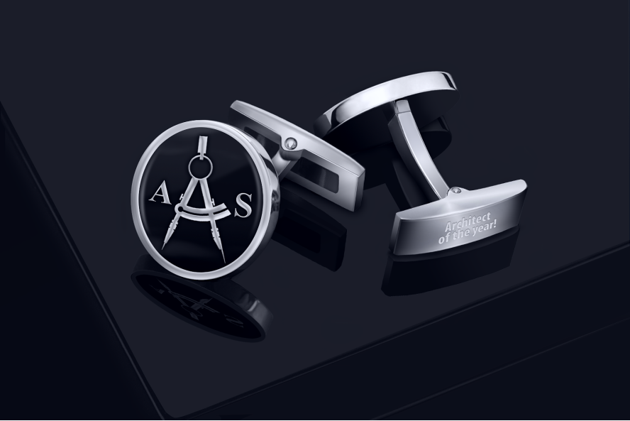 Round compass cufflinks