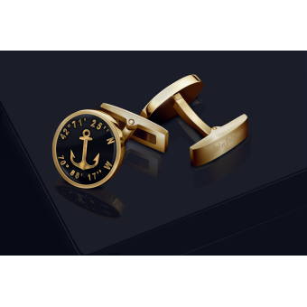 Anchor 24ct gold-plated cufflinks with your coordinates