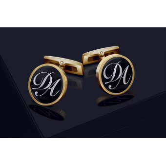 Gold-Plated Round Monogram Cufflinks
