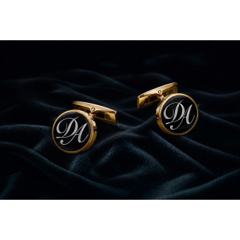 Monogram IV - Gold-Plated Round Cufflinks