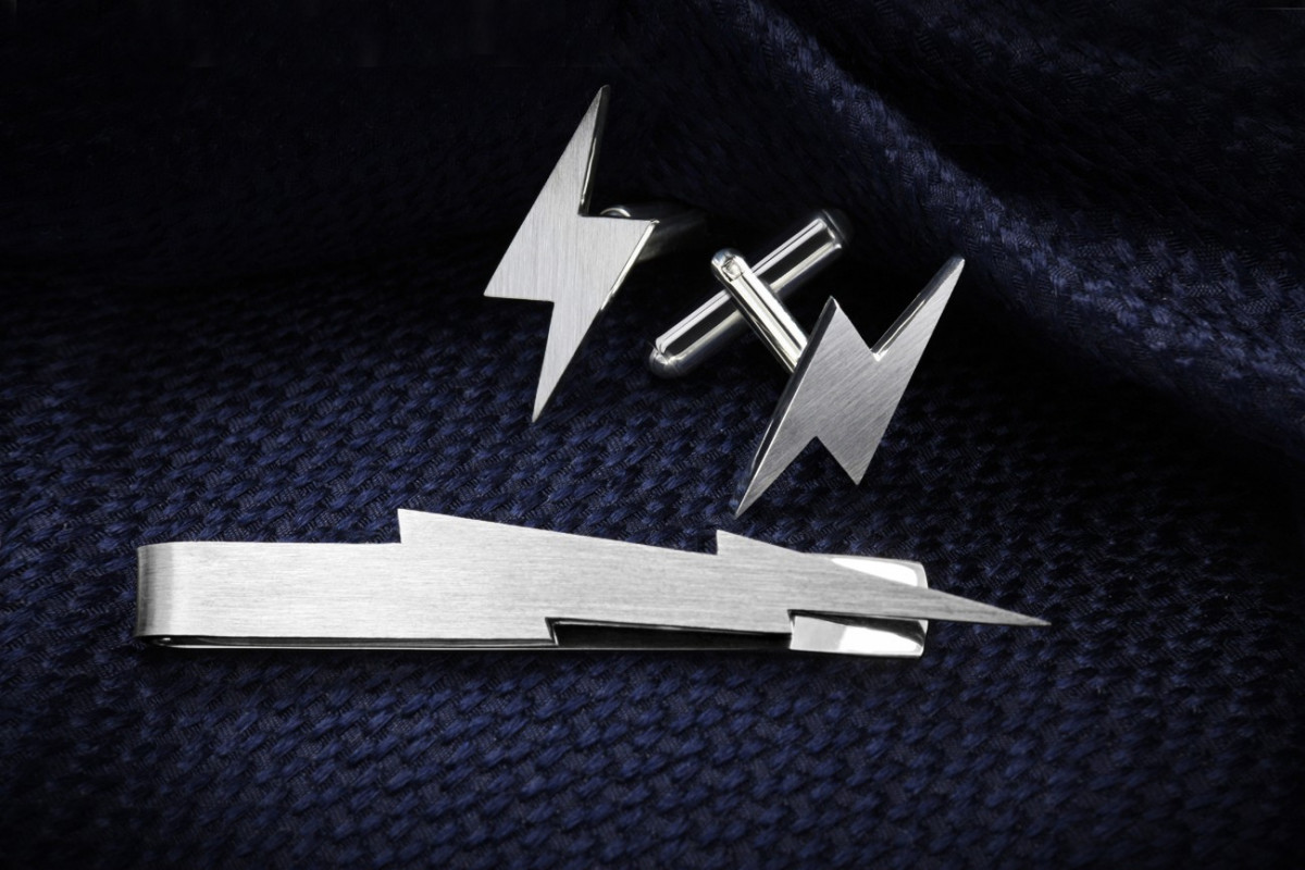 Lightning Bolt Set - cufflinks and tie clip