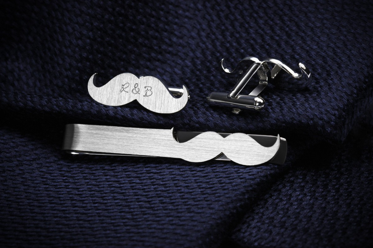 Mustache Set - cufflinks and tie clip