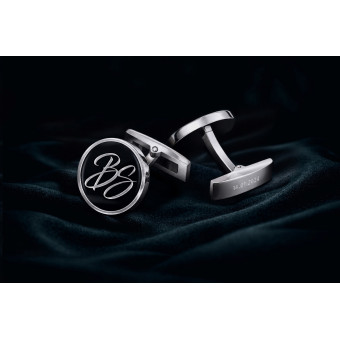 Monogram I - Silver Round Cufflinks