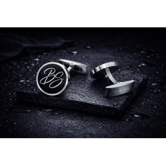 Silver Round Monogram Cufflinks