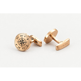 14k Gold Compass Cufflinks – Custom Coordinates