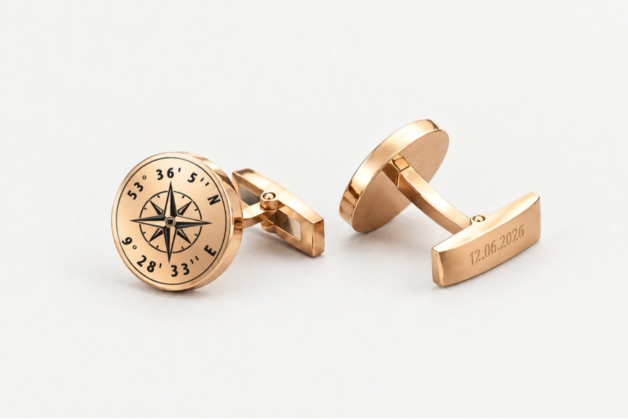 Złote spinki do mankietów ze współrzędnymi miejsca