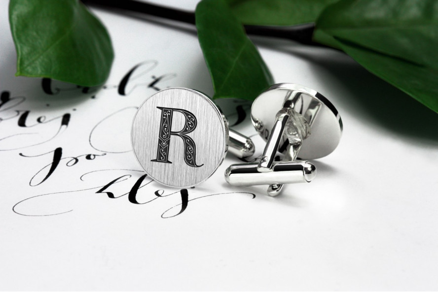 Engraved cufflinks with your ornament initials